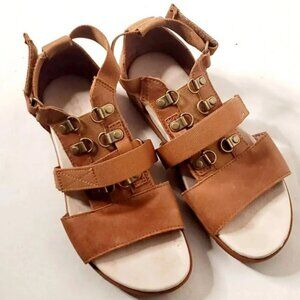 SOREL Tan Strap On Casual  Leather Gladiator Contemporary Shoe Sz 6 US